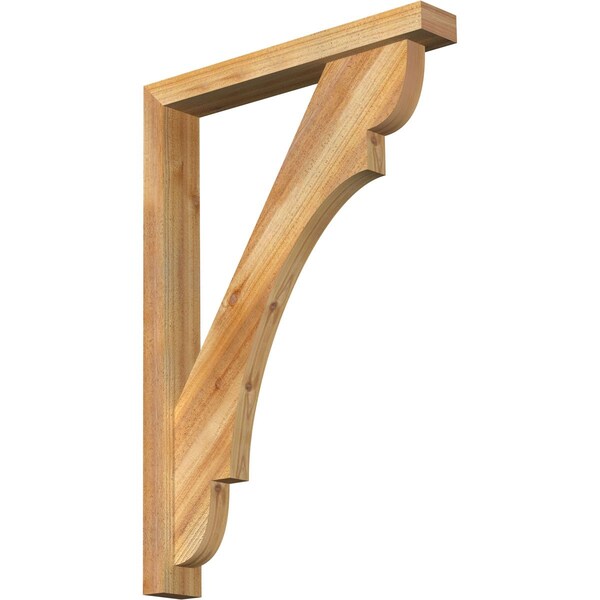 Ekena Millwork Olympic Block Rough Sawn Bracket w/ Offset Brace, Western Red Cedar, 4"W x 26"D x 38"H BKT0402X26X38OLY05RWR - main